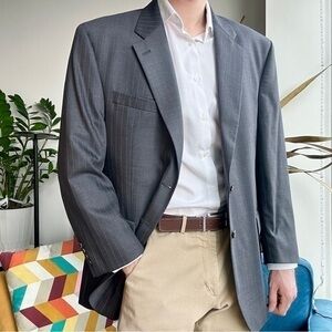 Lauren Ralph Lauren Classic Gray Striped Wool Suit Jacket 44R